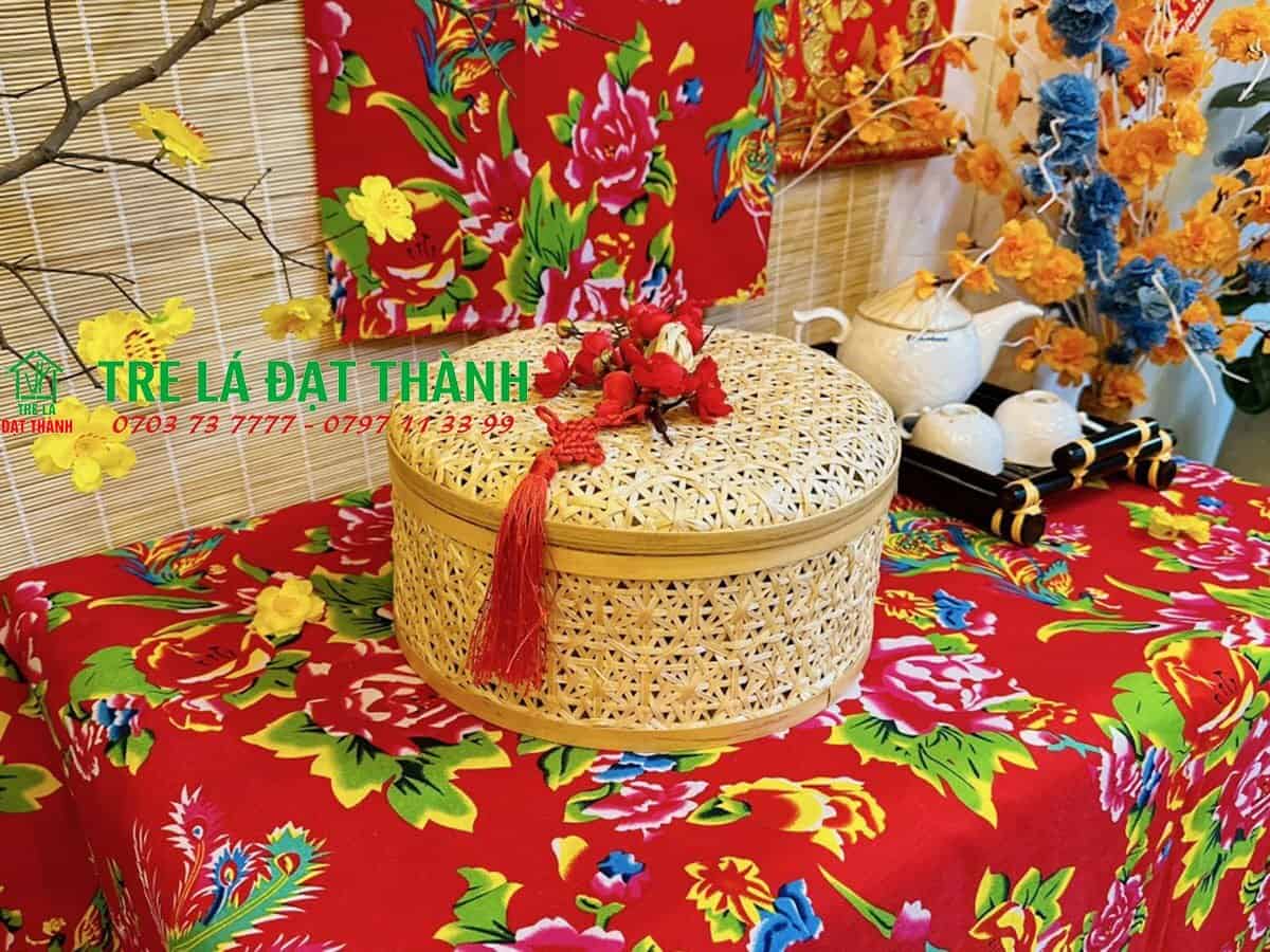hộp qu&agrave; m&acirc;y tre đan HQMTD031