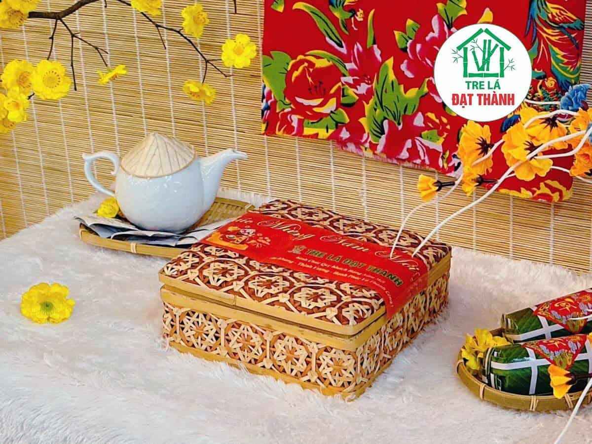 hộp qu&agrave; m&acirc;y tre đan HQMTD032