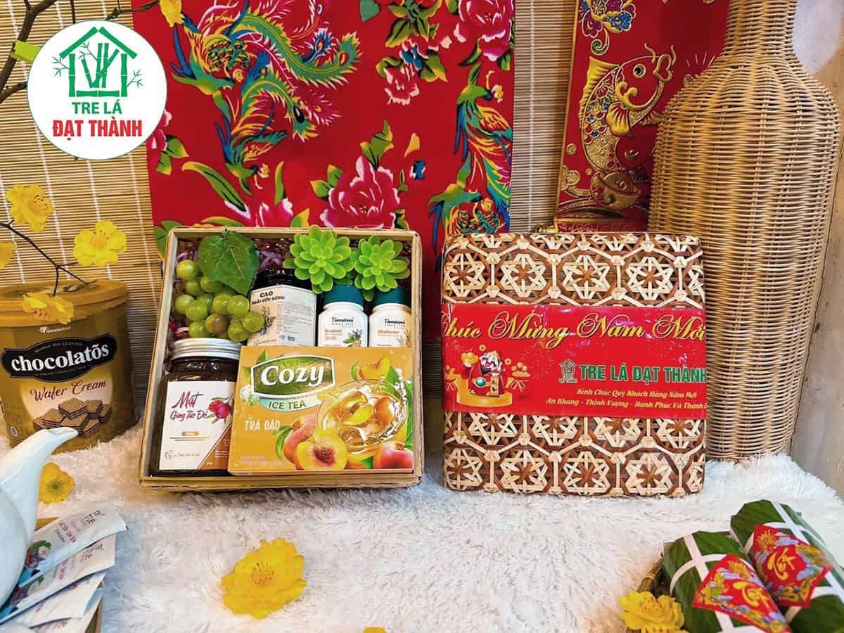 hộp qu&agrave; m&acirc;y tre đan HQMTD032