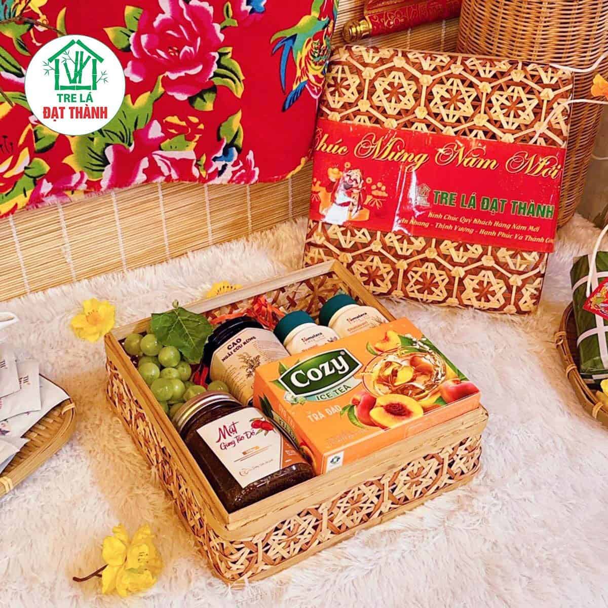 hộp qu&agrave; m&acirc;y tre đan HQMTD032