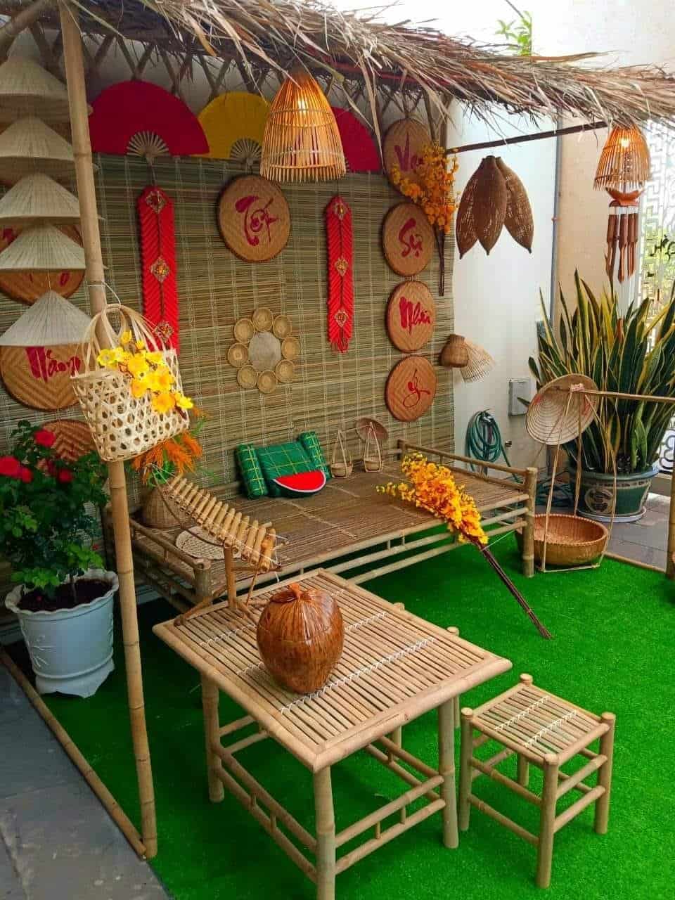 tấm m&agrave;nh tre trang tr&iacute; tết