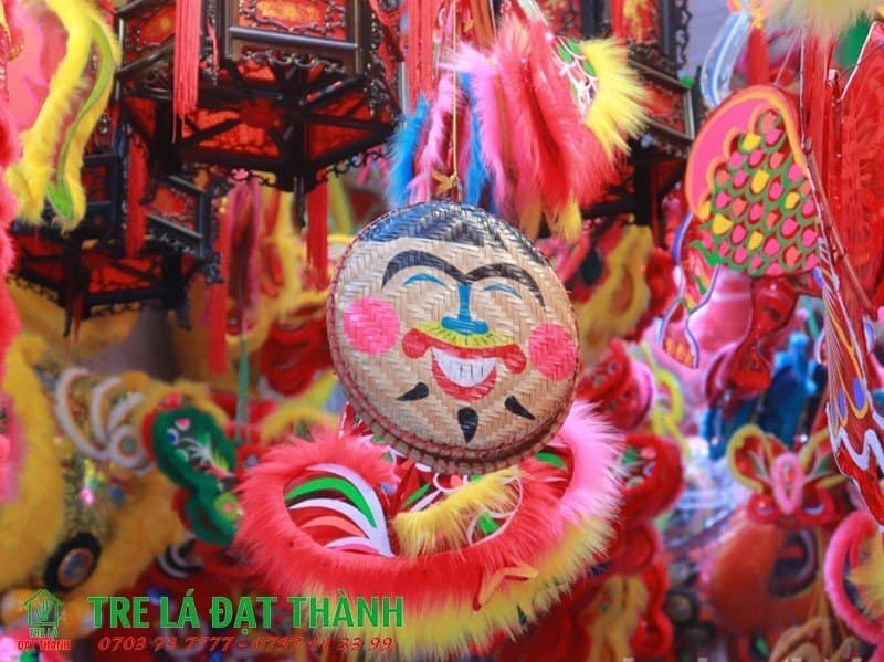 trang trí trung thu bằng mẹt tre