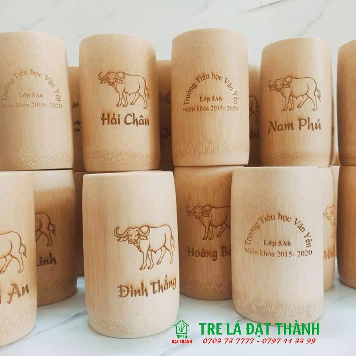 cốc tre khắc logo