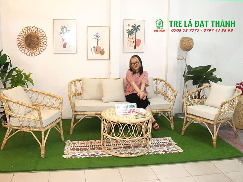 sofa mây Tre Lá Đạt Thành