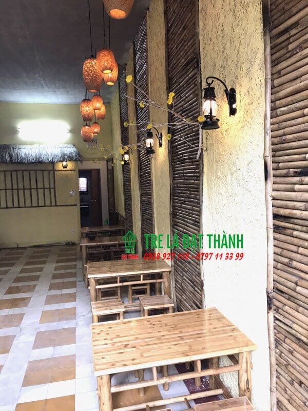 Thi c&ocirc;ng ốp tre tr&uacute;c qu&aacute;n ch&egrave; Cream Fruit