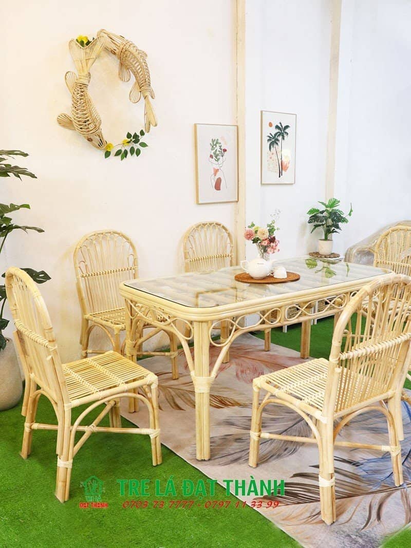 b&agrave;n ghế m&acirc;y tre đan