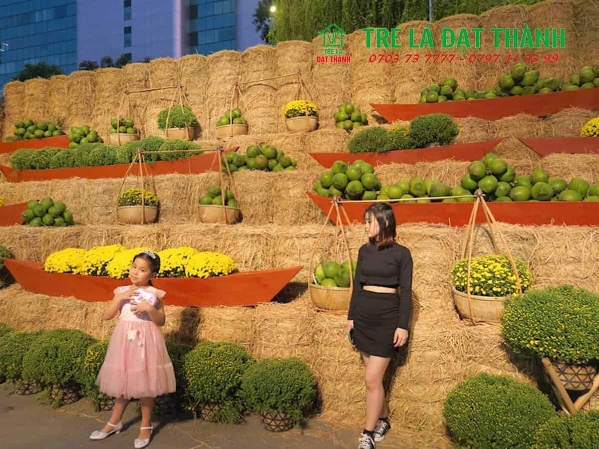 rơm cuộn trang tr&iacute; Tết