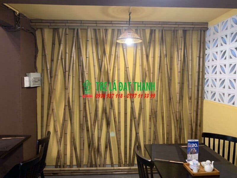 trang tr&iacute; tường bằng tre