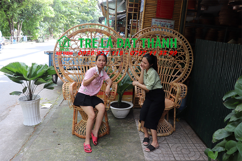 Ghế Song Mây Đuôi Công Lưng - GSM001