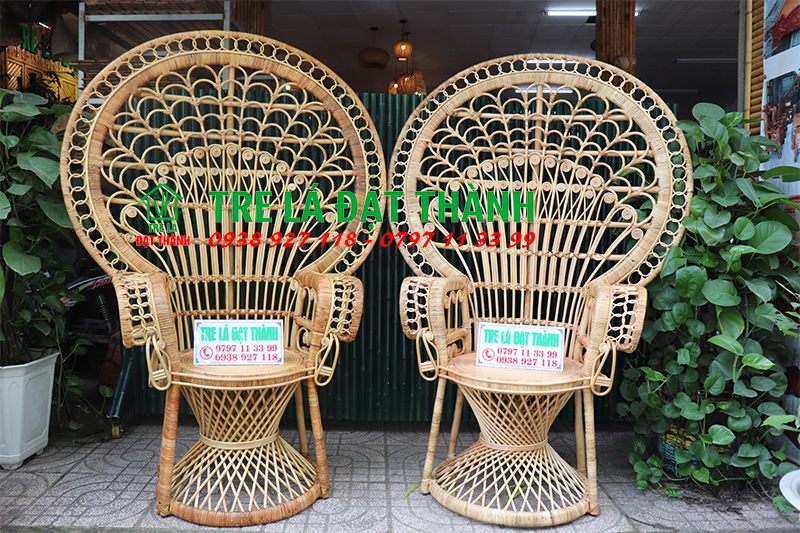 Ghế Song Mây Đuôi Công Lưng - GSM001